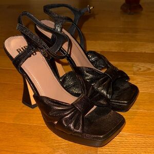 Anthropologie Black Bow Heels